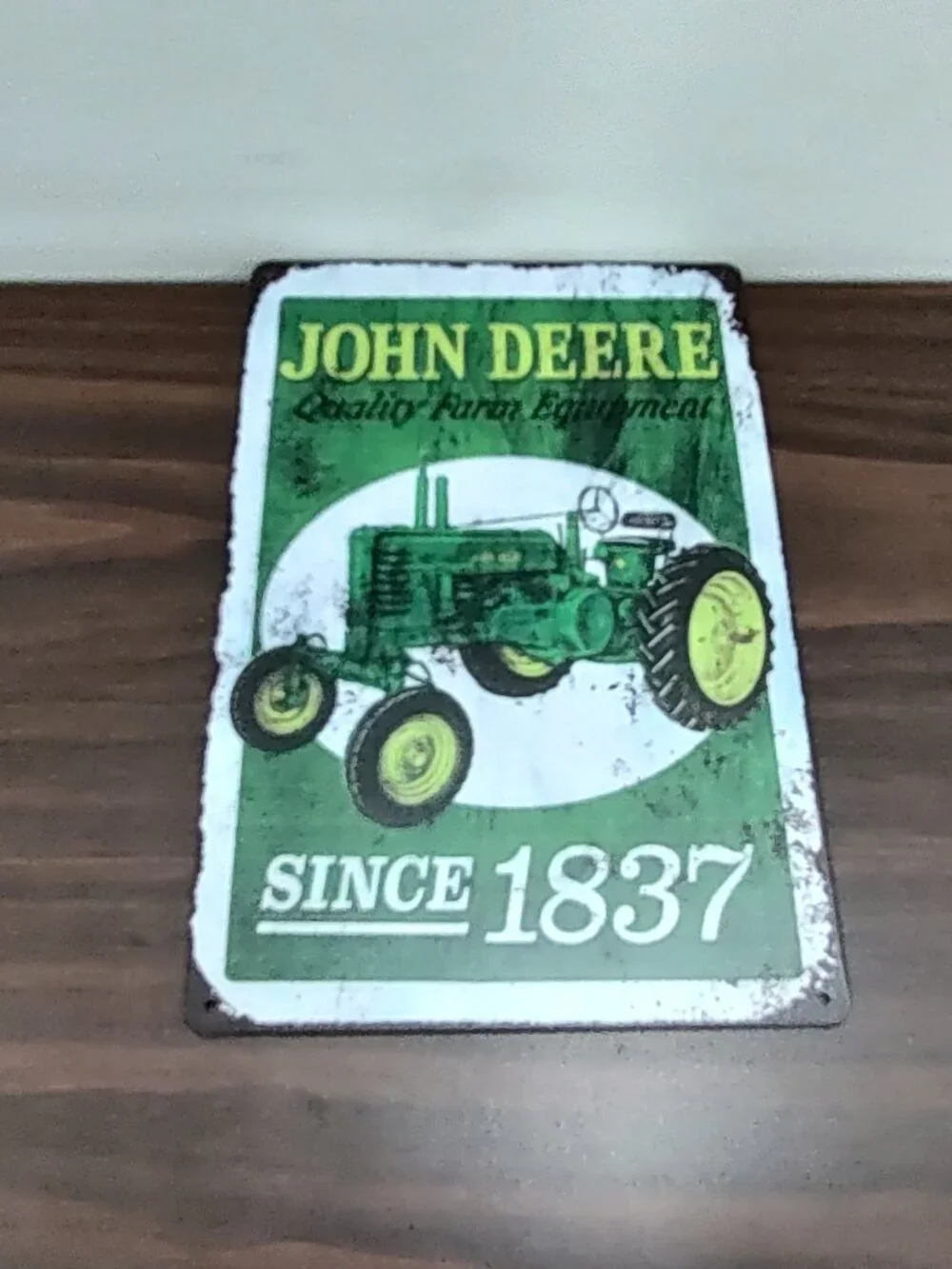 John Deere Farm Tractor Heavy Equipment Metal Tin Sign Shop Wall Decor 12x8